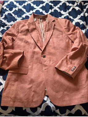 RW&CO. coral linen-blend single-breasted blazer